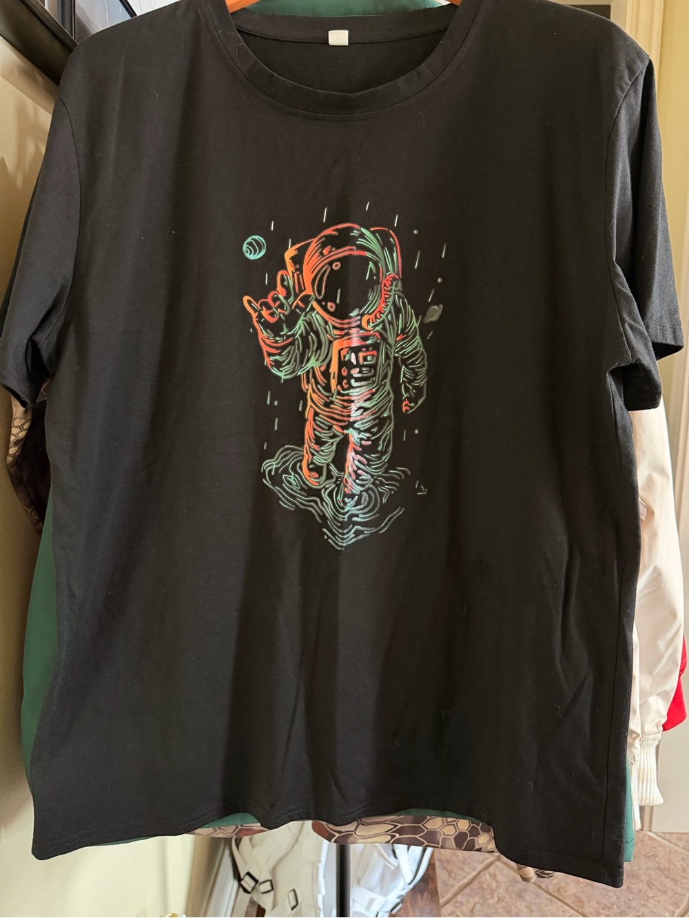 Black Astronaut Graphic Tee XXL Space Streetwear T-Shirt